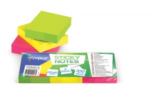 Piezīmju līmlapiņas FORPUS 50x38mm NEON 3gb