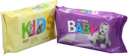 MERKANT Mitrās salvetes - Kids & Baby 72 gab.