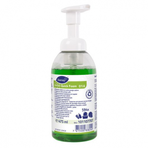 Suma Quick Foam D1.6 Putojošs mazgāšanas līdzeklis trauku mazgāšanai ar rokām 475 ml (6gab/iep) 