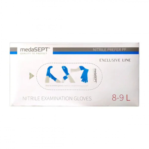 Nitrila cimdi, "Medasept", zili, (L), (100gab), (10iep/kaste)