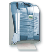 Dispenser for toilet paper, folded, clear, blue, 22x13cm