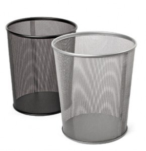 Iron mesh waste basket, black